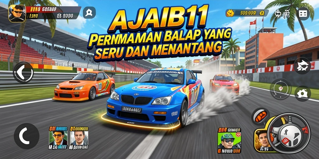 Tampilan gameplay AJAIB11 dengan grafis balap yang memukau.
