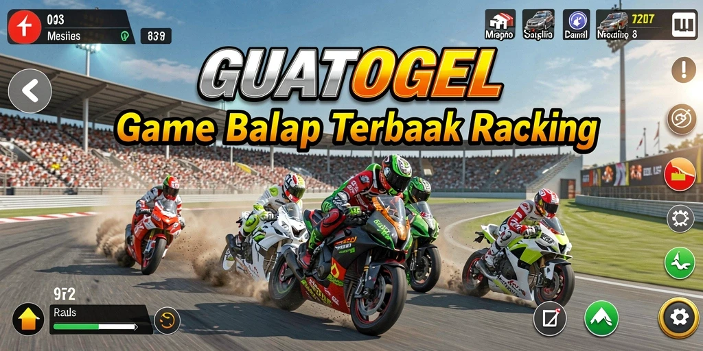 Tampilan seru gameplay balap dari GUATOGEL dengan mobil yang melaju kencang.