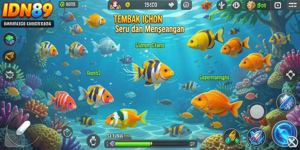 Screenshot IDN89 menampilkan gameplay Tembak Ikan yang mendebarkan.