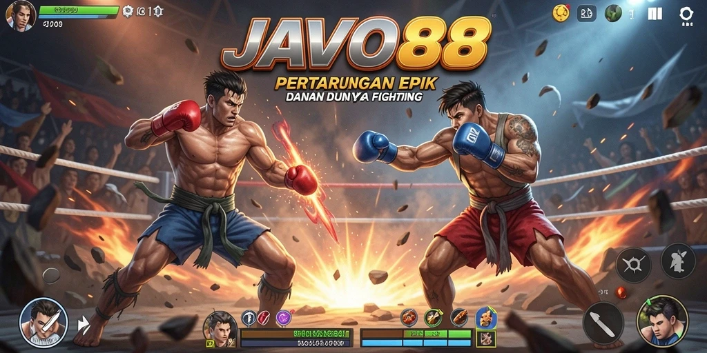 Tampilan gameplay JAVO88 yang mendebarkan saat pertarungan.