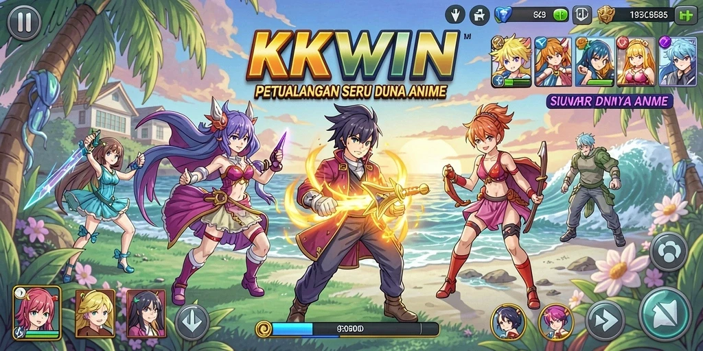 Screenshot KKWIN menampilkan aksi seru dan karakter anime yang hidup.