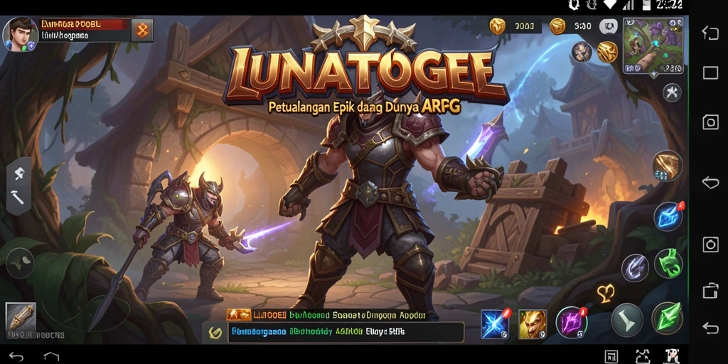 Screenshot gameplay LUNATOGEL menampilkan aksi pertarungan seru.
