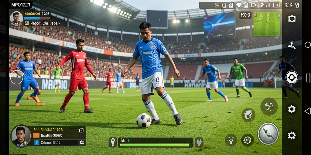 Tampilan gameplay MPO1221 yang mendebarkan di lapangan sepak bola.