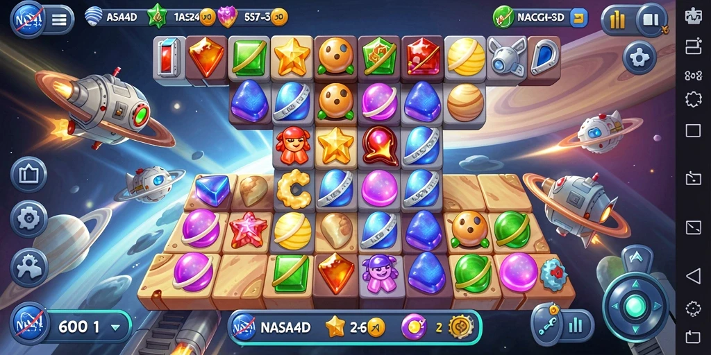 Screenshot gameplay NASA4D dengan kombinasi warna-warni.