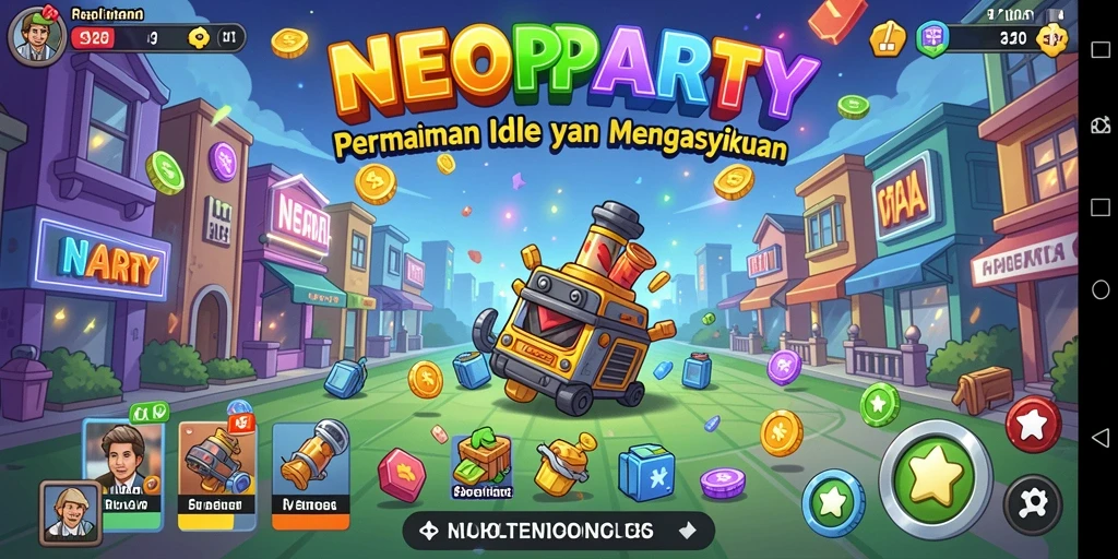 Tampilan gameplay NEOPARTY yang menyenangkan dan menghibur.