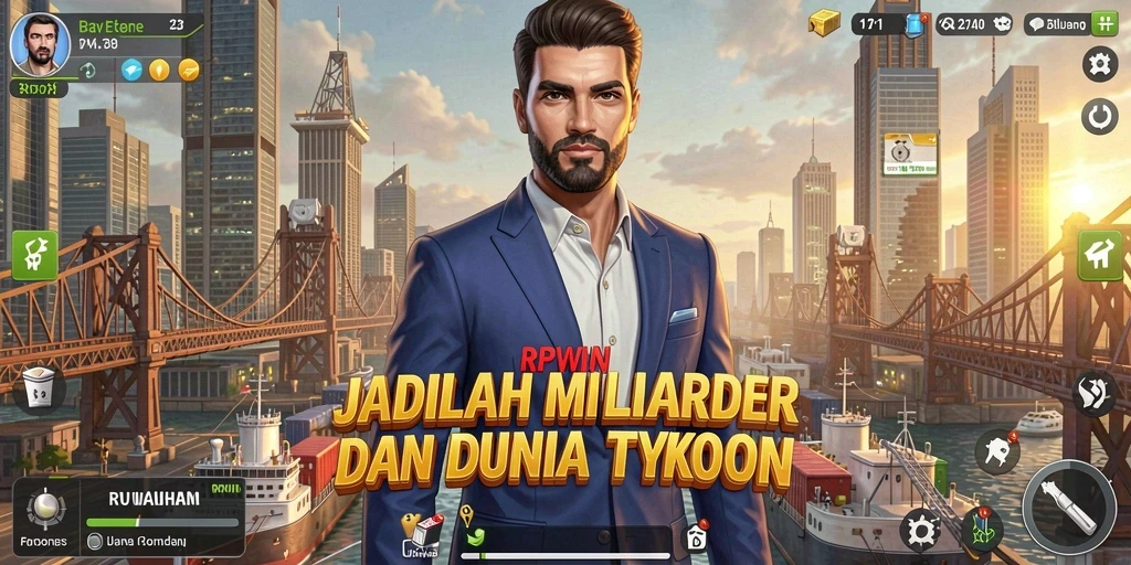 Tampilan gameplay RPWIN yang menarik saat mengelola bisnis Tycoon.