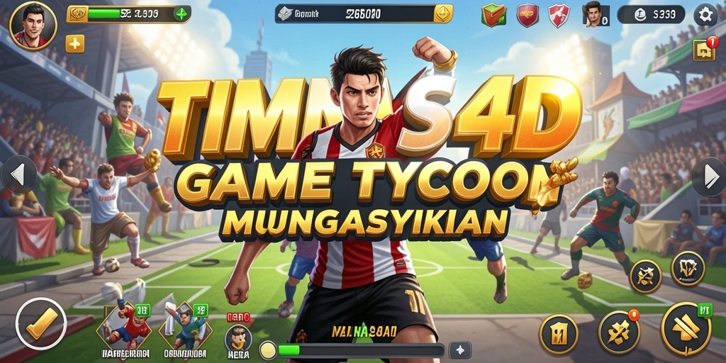 Screenshot utama TIMNAS4D menunjukkan pemain mengelola tim Tycoon sepak bola.