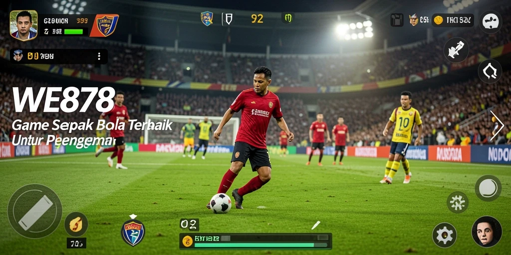 Screenshot WE878 menampilkan aksi seru dalam pertandingan sepak bola.